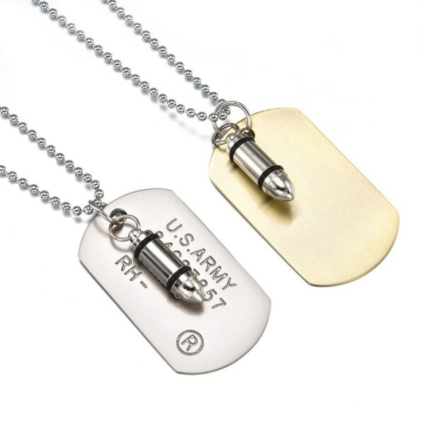 High Quality Fashion Men Military Charm Dog Tags SINGLE EMBOSSED Chain Pendant Necklace Jewelry Gift  Jewelry Stainless Steel 4