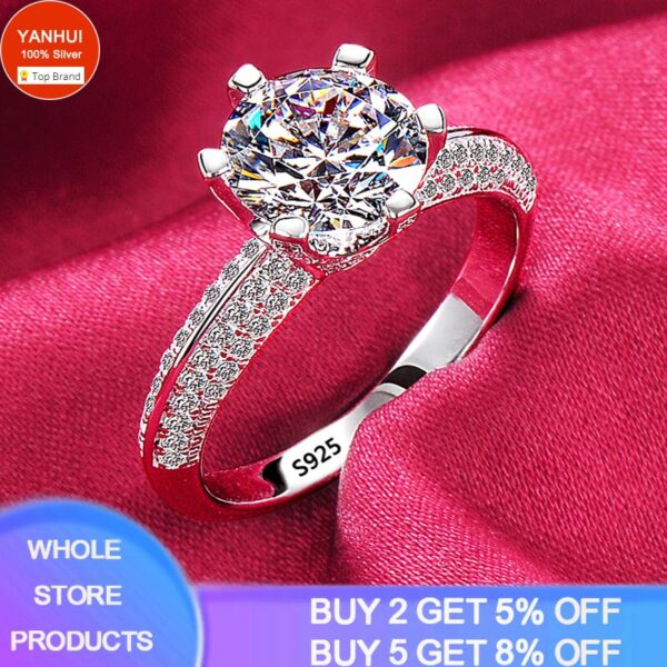 With Certificate Promise Ring Real 925 Silver High Quality 5A Grade Zircon Wedding Band for Women Statement Engagement Jewelry 1