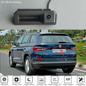 Car Rear View Camera For Skoda Kodiaq Karoq Kamiq Rapid Superb Fabia 3 2017 2018 2019 HD CCD Back Up Parking Camera Trunk Handle 1