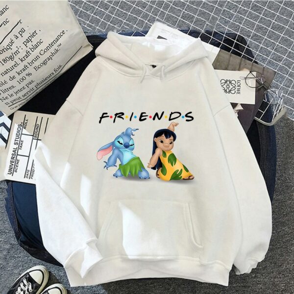 Lilo & Stitch Hoodies Women Cartoon Disney Hooded Sweatshirts Pullover Kawaii Print Spring Autumn Plus Velvet Man Casual Clothes 1