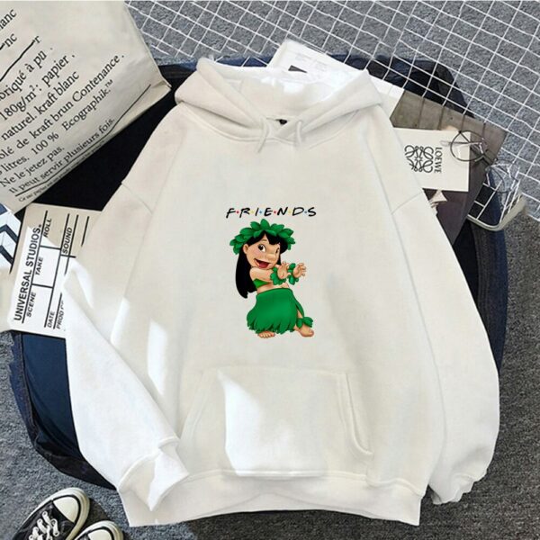 Lilo & Stitch Hoodies Women Cartoon Disney Hooded Sweatshirts Pullover Kawaii Print Spring Autumn Plus Velvet Man Casual Clothes 5