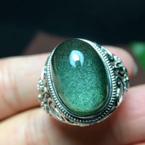 Top Natural Green Phantom Quartz Big Adjustable Oval Ring 17/12mm 925 Silver Rare Gift Jewelry AAAAA 2