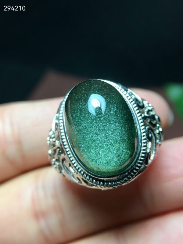 Top Natural Green Phantom Quartz Big Adjustable Oval Ring 17/12mm 925 Silver Rare Gift Jewelry AAAAA 2