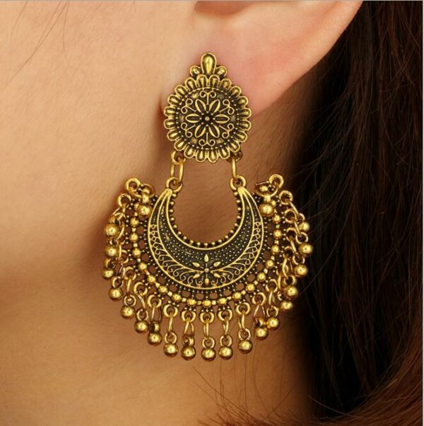 GTQ  Metal Tassel Jhumka Indian Ethnic Bollywood Dangle Earrings Fashion Jewelry 1