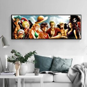 One Piece Japanese Anime Canvas Painting Luffy and His Partners Poster Wall Art Prints Home Children's Bedroom Decoration Painti 2