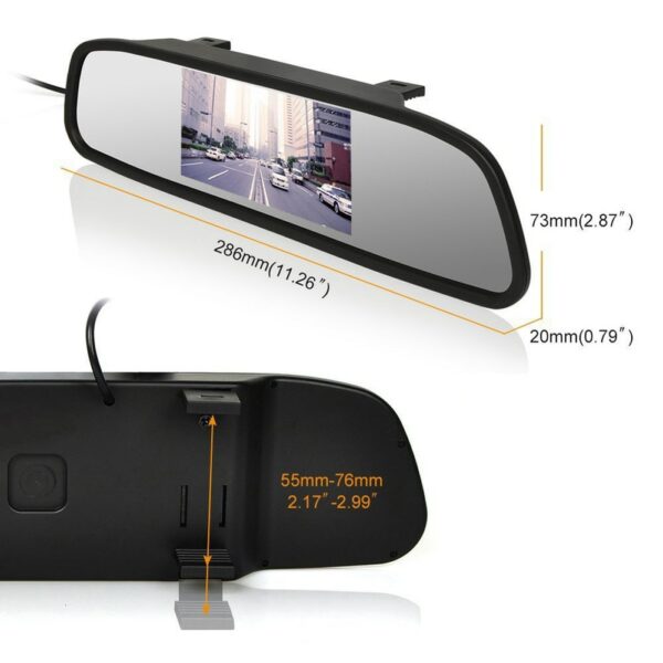 4.3 inch Car Rearview Mirror Monitor Auto Parking System Night Vision HD Screen Display Clear Image Backup Reverse Camera 4