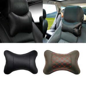 Car Neck Pillows PU Leather Head Support Protector Head Pain Relief Filled Fiber Car Pillow Universal Headrest Backrest Cushion 1
