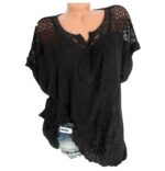 Large Size Loose Short-Sleeved Lace Women Blouses Cotton Blouses 2021 Summer Shirt Tops Sexy Fashion Women Shirt 5