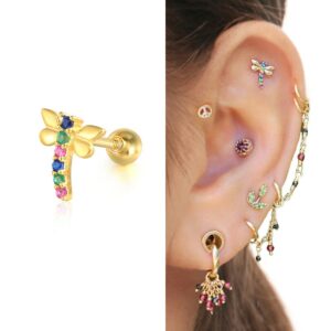 Aide 925 Sterling Silver Colorful Crystal Star Crown Bowknot Stud Earrings For Women Dragonfly Spider Piercing Ear Studs Jewelry 2