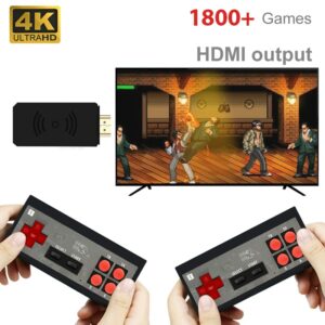 Video Game Console Handheld Game Player Mini Game Console Built in 1800 Classic 8 Bit Games Dual Wireless Gamepad HD/AV Output 1