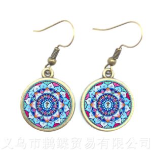 2018 New Arrival Mandala Drop Earrings OM Symbol Buddhism Zen Retro Jewelry Fashion Earrings Women Online Shopping India 1