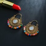 LosoDo India Jhumka Golden Fringe Women's Earrings Resin Bead Pendant Hippie Tribe Egypt Nepal Gypsy earrings fashion Jewelry 4