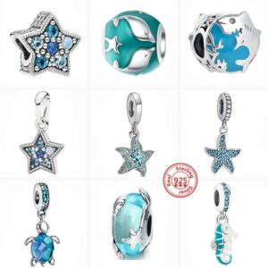 925 Silver Starfish Sea Turtle Seahorse Pendant Shell Dolphin Cute Beads Fit Original Pandora Charms Bracelet Women Fine Jewelry 1