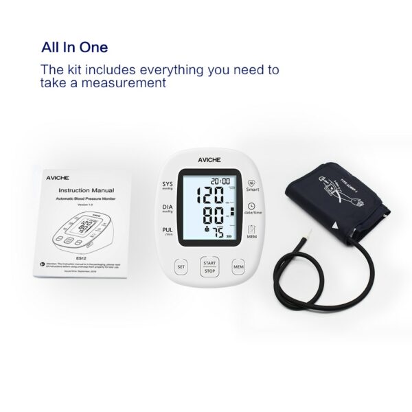 AVICHE Professional Automatic Digital Arm Blood Pressure Monitor Backlit LCD Display Talking Medical Device Sphygmomanometer 4
