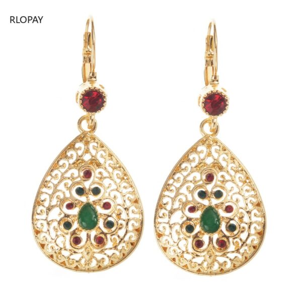 Moroccan Wedding Jewelry Rhinestone Style French Hook Earrings for Women Earrings Trendy Water Drop  Brincos Dangle Earrings 3