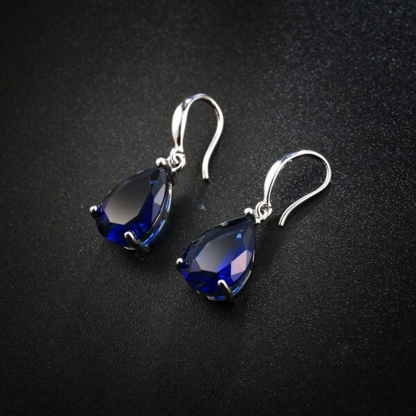 Joiashome water drop sapphire earrings for women 925 sterling silver vintage blue gemstone earrings anniversary wedding jewelry 4