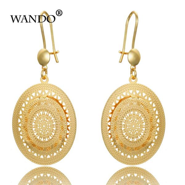 WANDO Classic Water Drop Earrings Women Gold Color Copper Oval long Earring Ethiopian Jewelry,Nigeria,Congo,Arab Lover Gifts E53 4