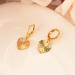 18 k Yellow Solid Gold GF Heart Earrings Women/Girl,Love Trendy Jewelry for African/Arab/Middle Eastern gift 1