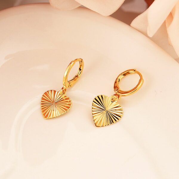 18 k Yellow Solid Gold GF Heart Earrings Women/Girl,Love Trendy Jewelry for African/Arab/Middle Eastern gift 1