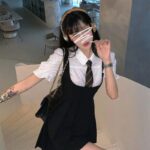HOUZHOU Black Pleated Mini Dress Women Kawaii Vintage Preppy Style High Waist Sleeveless Strap Dress for Girls Korean Fashion 5