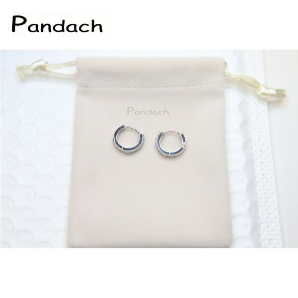 PANDACH 100% Real 925 Sterling Silver Crystal Circle Earring For Women Making Jewelry Gift Wedding Party Engagement E024 2