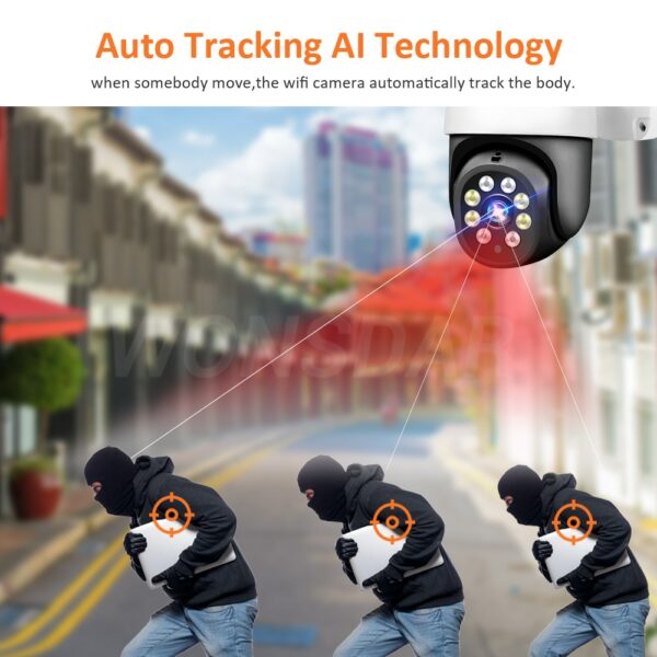 5MP PTZ Wifi IP Camera 1080P Outdoor 4X Digital Zoom Security CCTV Camera AI Human Detect Auto Tracking P2P Wireless Camera 2
