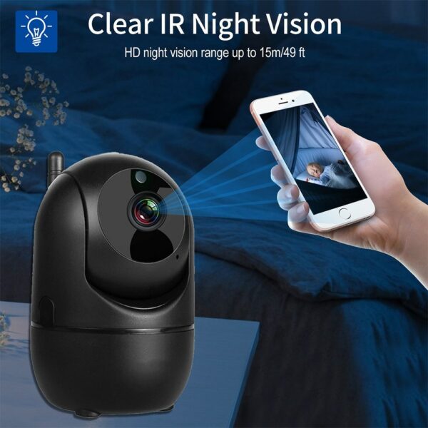 PTZ IP Camera Wifi 1080P 64GB Home Security Surveillance Auto Tracking Night Vision Two Way Audio Wireless CCTV Camera Black 4