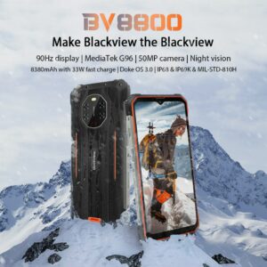 Blackview BV8800 IP68/IP69K Waterproof 8GB+128GB Helio G96 Rugged Smartphone 6.58'' Android 11 NFC 8380mAh Battery Mobile Phone 2