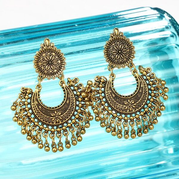 GTQ  Metal Tassel Jhumka Indian Ethnic Bollywood Dangle Earrings Fashion Jewelry 5