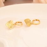 18 k Yellow Solid Gold GF Heart Earrings Women/Girl,Love Trendy Jewelry for African/Arab/Middle Eastern gift 2