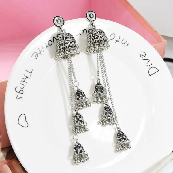 Indian Vintage Metal Long Tassel Earrings for Women Boho Ethnic Female Pearl Statement Earring Afghan Tribal Party Jewelry Gift 1