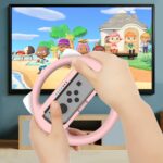 4 In 1 Left and Right Handle  Grips Controller Joystick Caps Racing Steering Wheel for Nintendo Switch NS Accessories 2