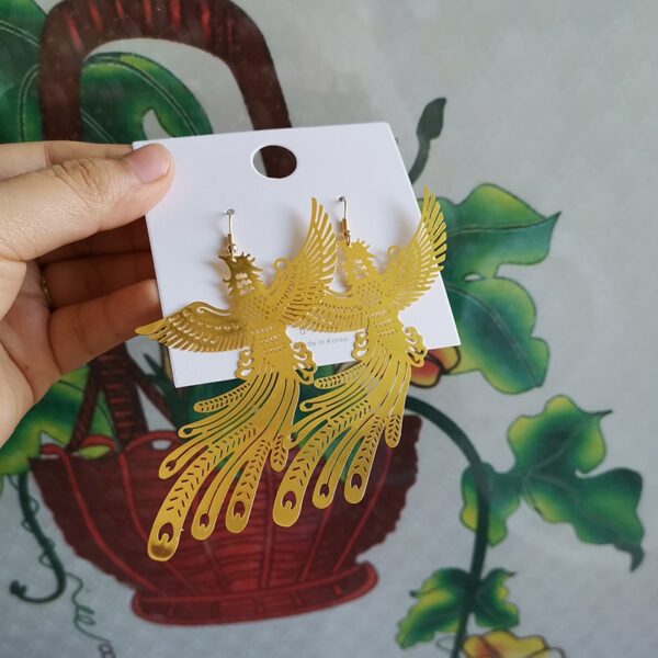 Chinese Style Personality Exaggeration Metal Peacock Phoenix Dangle Earrings Fashion Simple Girl Women Jewelry Accessories 3