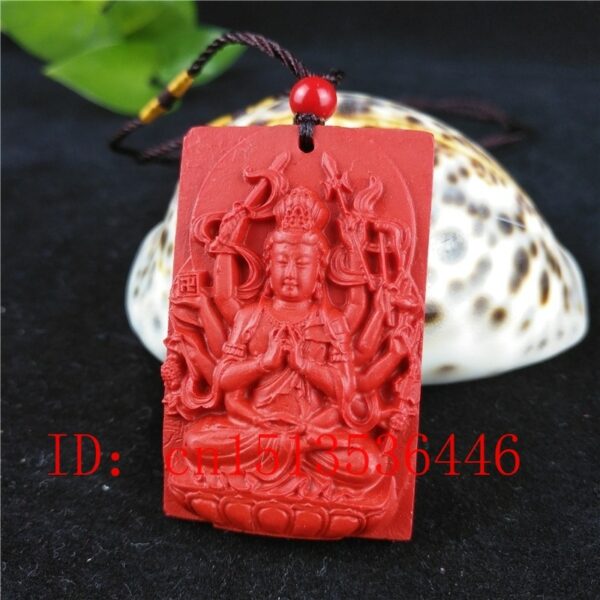 Chinese Natural Red Organic Cinnabar Bodhisattva Necklace Pendant Men Lucky Charm Jewellery Buddhism  Amulet Hot 3