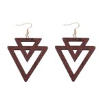 YULUCH African Ethnicity Personality Woman Natural Wooden Pendant for Double Reverse Triangle Stitched Cutout Jewelry Earrings 2
