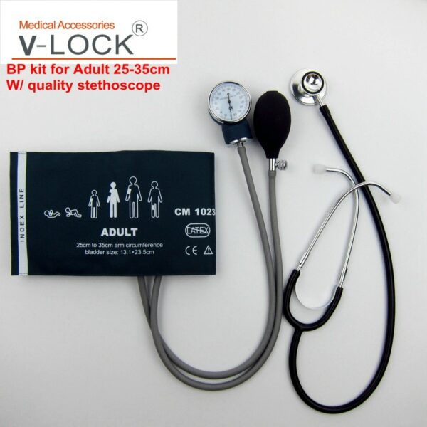V-LOCK professional Adult BP monitor Aneroid Sphygmomanometer BP Cuff Kit with stethoscope 1
