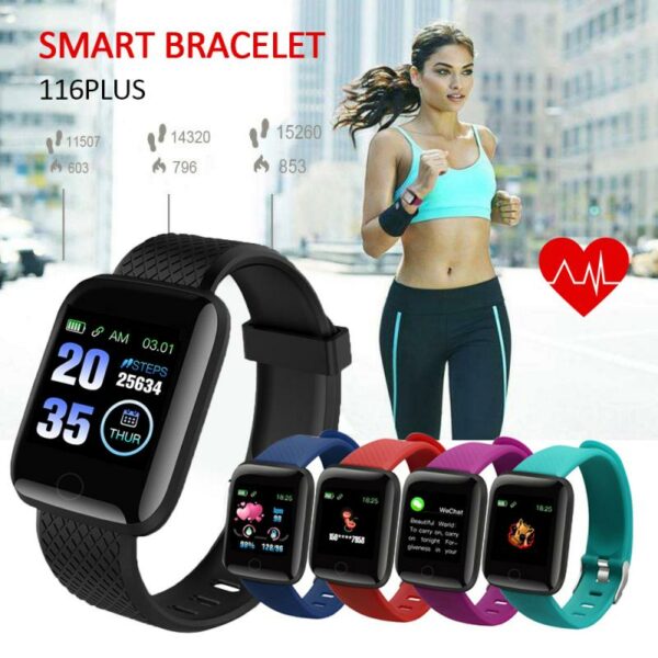 Samrt Bracelet 116 Plus Watch Color Screen Heart Rate Blood Pressure Monitoring Track Movement IP67 Waterproof Smart Watch 2
