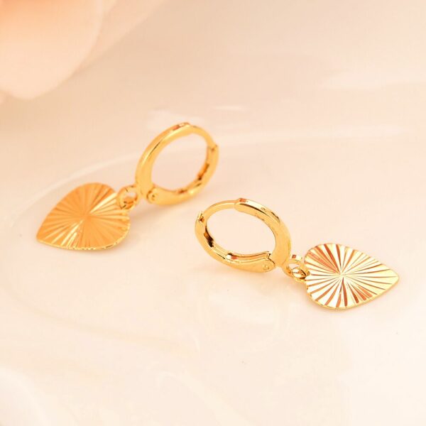 18 k Yellow Solid Gold GF Heart Earrings Women/Girl,Love Trendy Jewelry for African/Arab/Middle Eastern gift 4