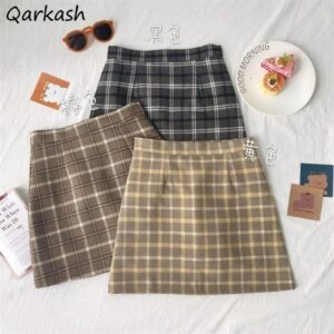 Mini Skirts Women Plaid Slim Ulzzang Warm Leisure Soft Vintage All-match Autumn Fashion Korean Style Temperament Casual College 1