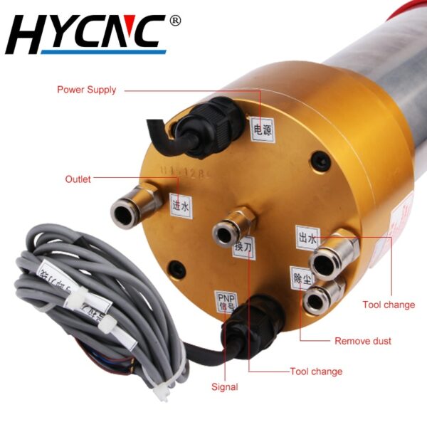 HQD 2.2KW ATC Water-Cooled Spindle ISO20 AC220V 800Hz 80MM Automatic Tool Change NPN PNP, Used For CNC Milling Machine Engraving 3