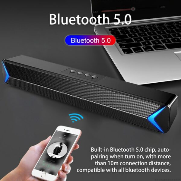 TV Sound Bar Bluetooth Speaker AUX USB Wired and Wireless Home Theater FM Radio Surround Sound Bar PC Speakers Computer Soundbar 5