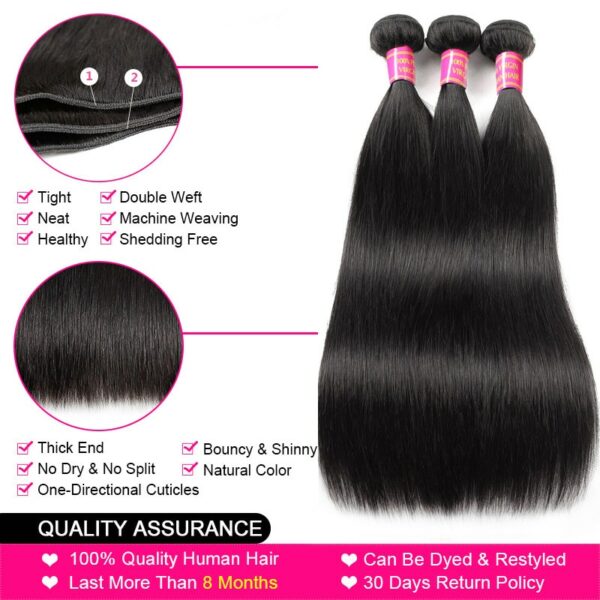 Bone Straight Human Hair Bundles With Closure Lace Closures With Bundles Brazilian Hair Weave Bundles With Closure Remy Hair 2