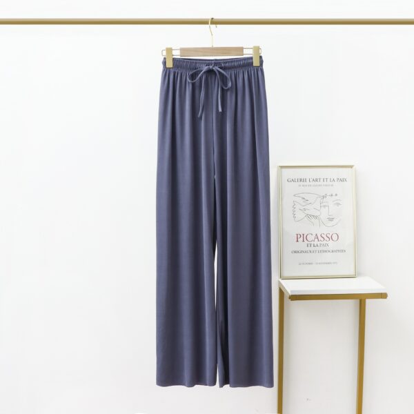 Women Summer Thin Ice Silk Knit Trousers Seamless Drape Wide Leg Loose Pants Casual Elastic Waist Big Size Pants 6