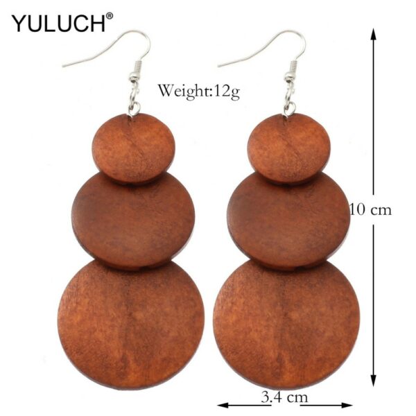 YULUCH 2019 Natural Painted Wood Ethnic Women African Pendant Pompom Pom Pom Fashion Girl Lady Jewelry Drop Earrings Party Gift 6
