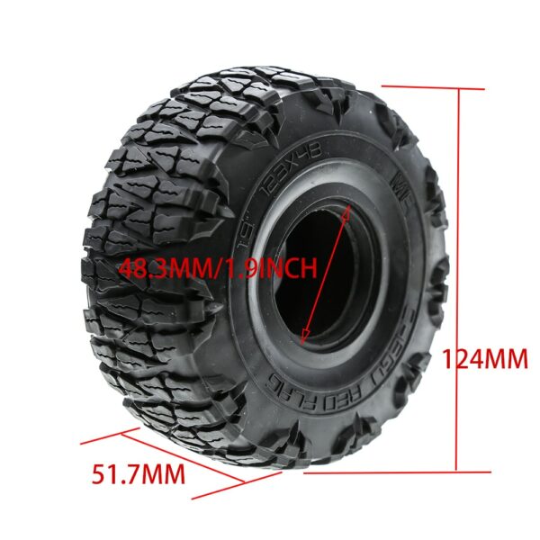 4pcs 1.9 inch Tire Rubber Wheel Tires  Tyre for 1:10 RC Rock Crawler TRX4 Bronco D90 D110 Axial scx10 90046 RC4WD CC01 TF2 3