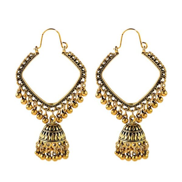 Women's Egypt Vintage Boho Geometric Jhumka Jhumki Earrings Tibetan Indian Jewelry Ethnic Tribal Bells Tassel Earings Bijoux 3