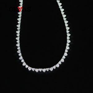 OEVAS 100% 925 Sterling Silver 6*6mm Heart High Carbon Diamond 43cm Chains Necklace For Women Sparkling Wedding Fine Jewelry 1