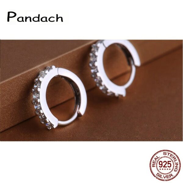 PANDACH 100% Real 925 Sterling Silver Crystal Circle Earring For Women Making Jewelry Gift Wedding Party Engagement E024 5
