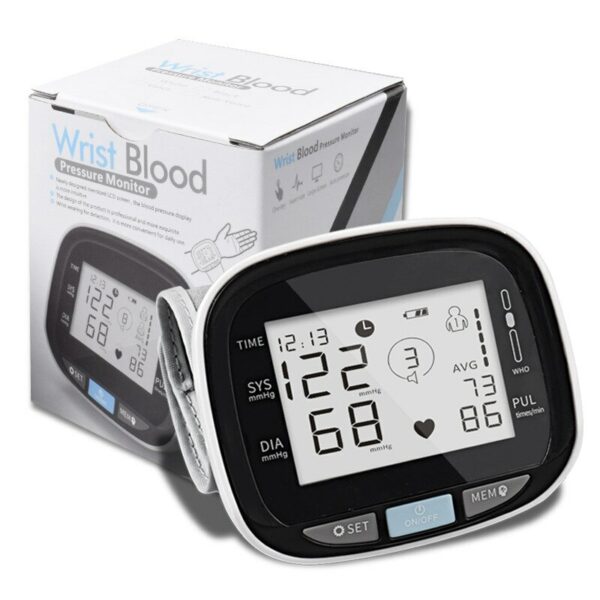 Wrist Medical Digital Blood Pressure Heart Rate Monitor Tensiometer BP Pulse Rate Tension Manometer Automatic Sphygmomanometer 5