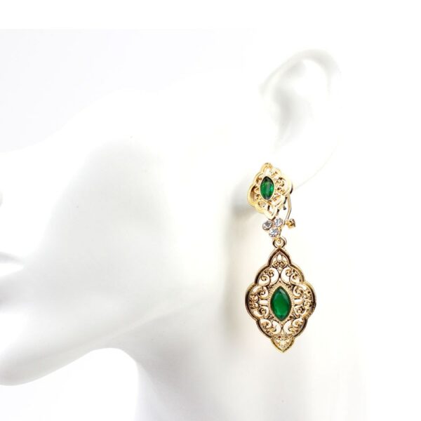 Neovisson Gold Color Arabic Women Dangle Earrings Red Green Crystal Morocco Design 5